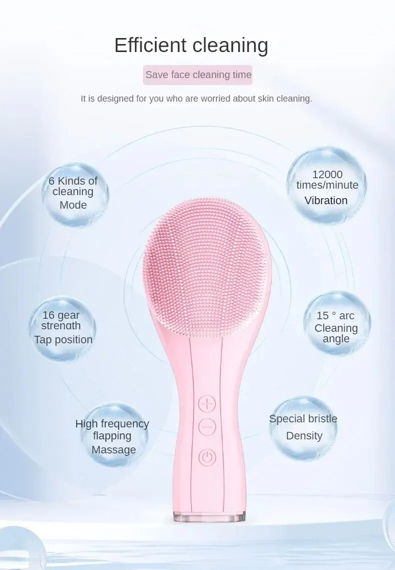 Electric Facial Cleansing Brush Sonic Pore Cleaner Silicone Waterproof - Image 6