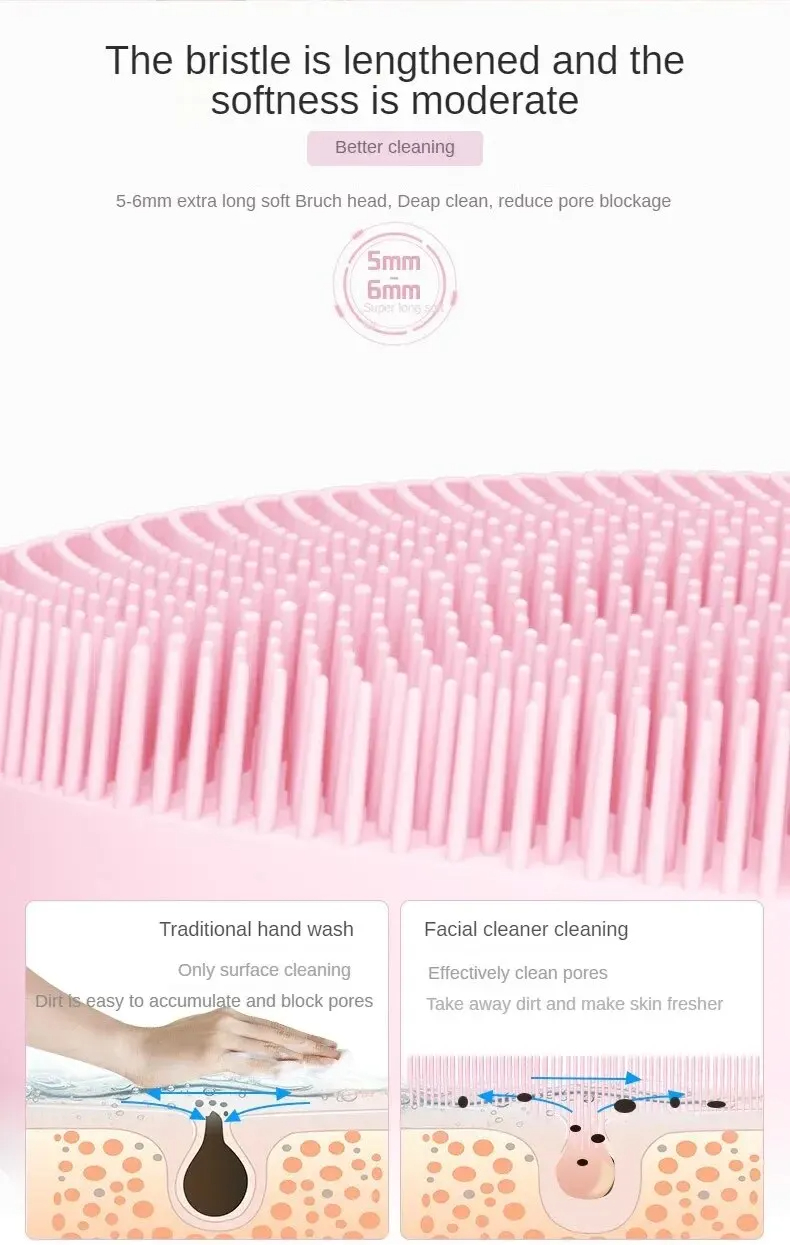 Electric Facial Cleansing Brush Sonic Pore Cleaner Silicone Waterproof - Image 9