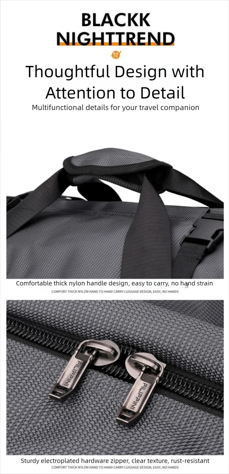 Heavy-Duty Foldable Rolling Water-Resistant Travel Luggage with Strap - Image 12