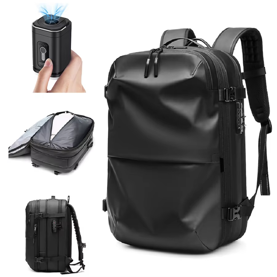 Men Vacuum Compression Travel Backpack Laptop Business Large Capacity Bag