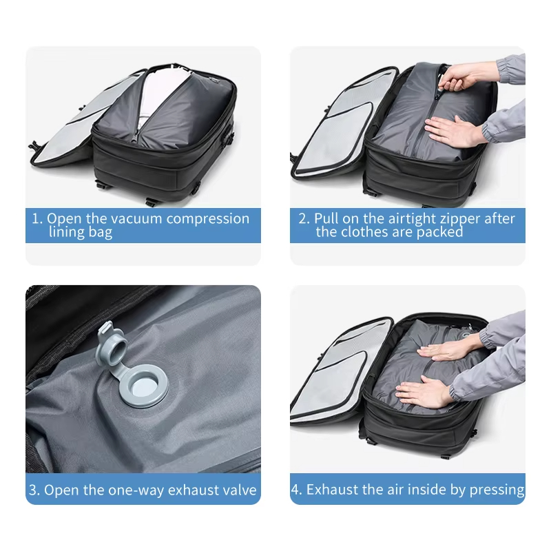 Men Vacuum Compression Travel Backpack Laptop Business Large Capacity Bag - Image 2