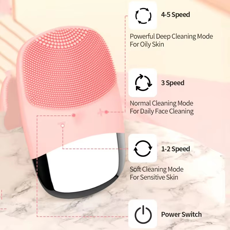 Square Silicone Facial Cleansing Brush Rechargeable Beauty Massager - Image 3