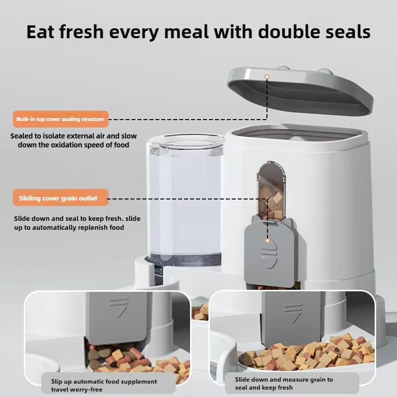 Automatic Feeder Water Fountain Spill Proof Pet Food Dispenser Cats Dogs - Image 2