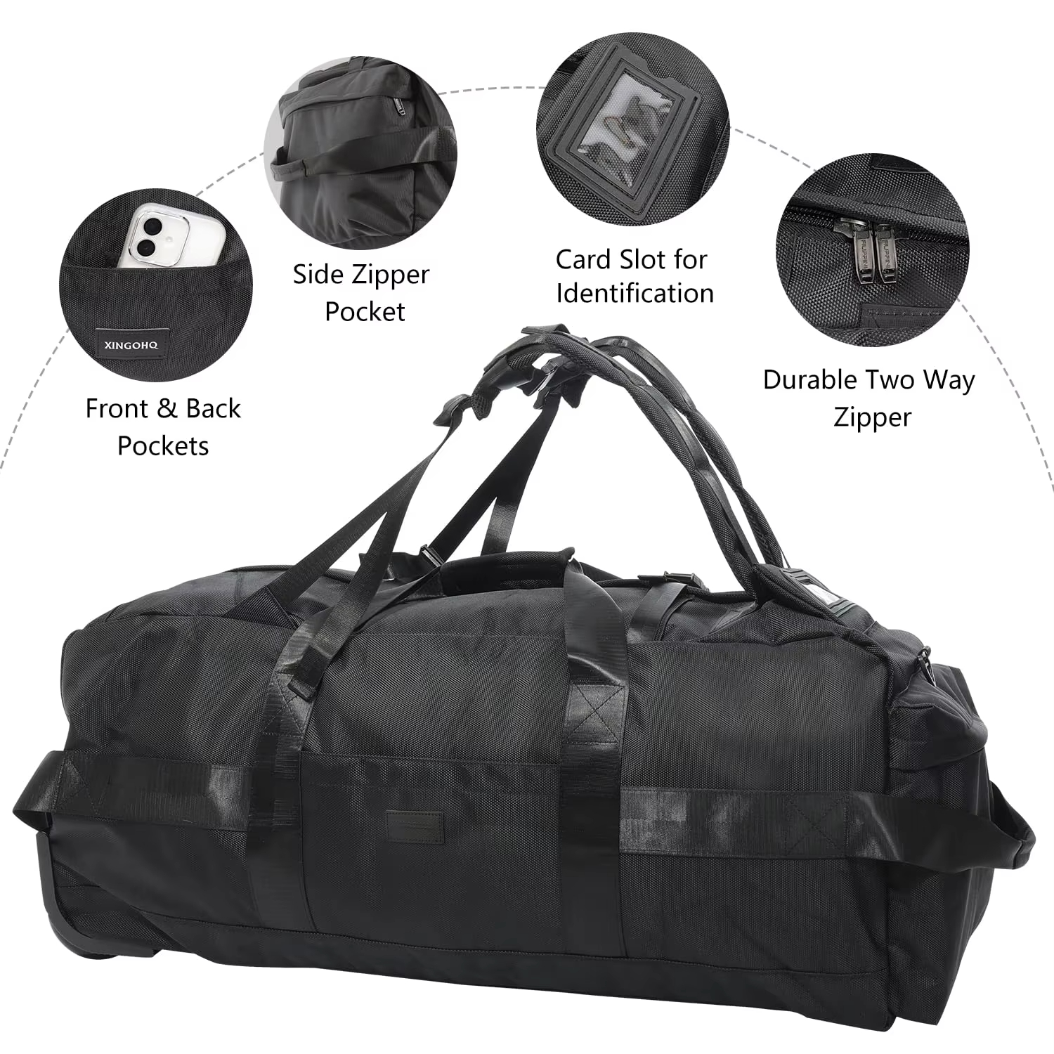 Heavy-Duty Foldable Rolling Water-Resistant Travel Luggage with Strap - Image 3