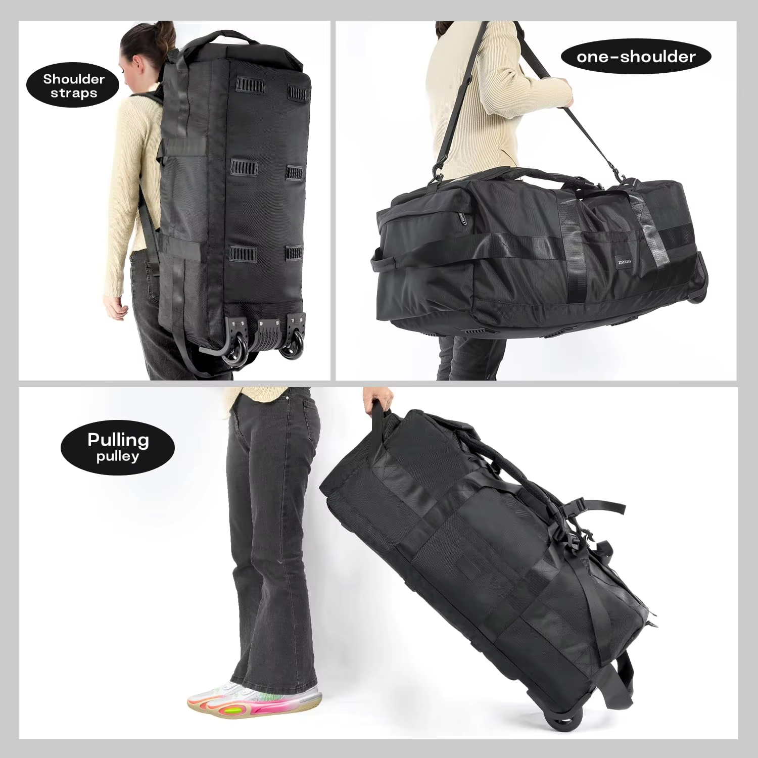 Heavy-Duty Foldable Rolling Water-Resistant Travel Luggage with Strap - Image 2