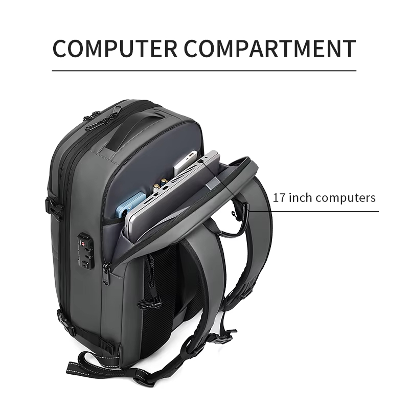 Men Vacuum Compression Travel Backpack Laptop Business Large Capacity Bag - Image 5