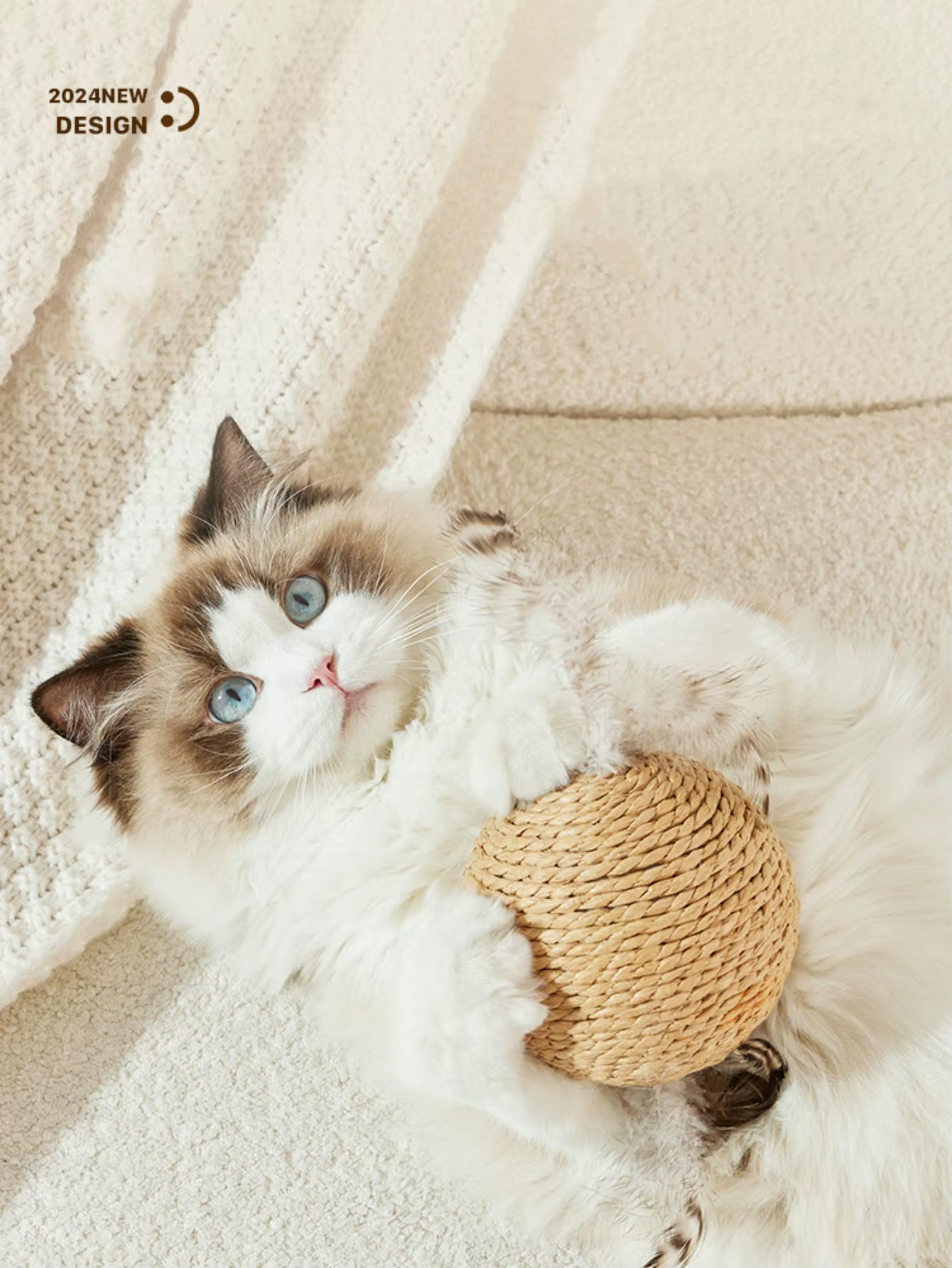 Interactive Sisal Cat Scratching Ball Teeth Cleaning Sounding Toy