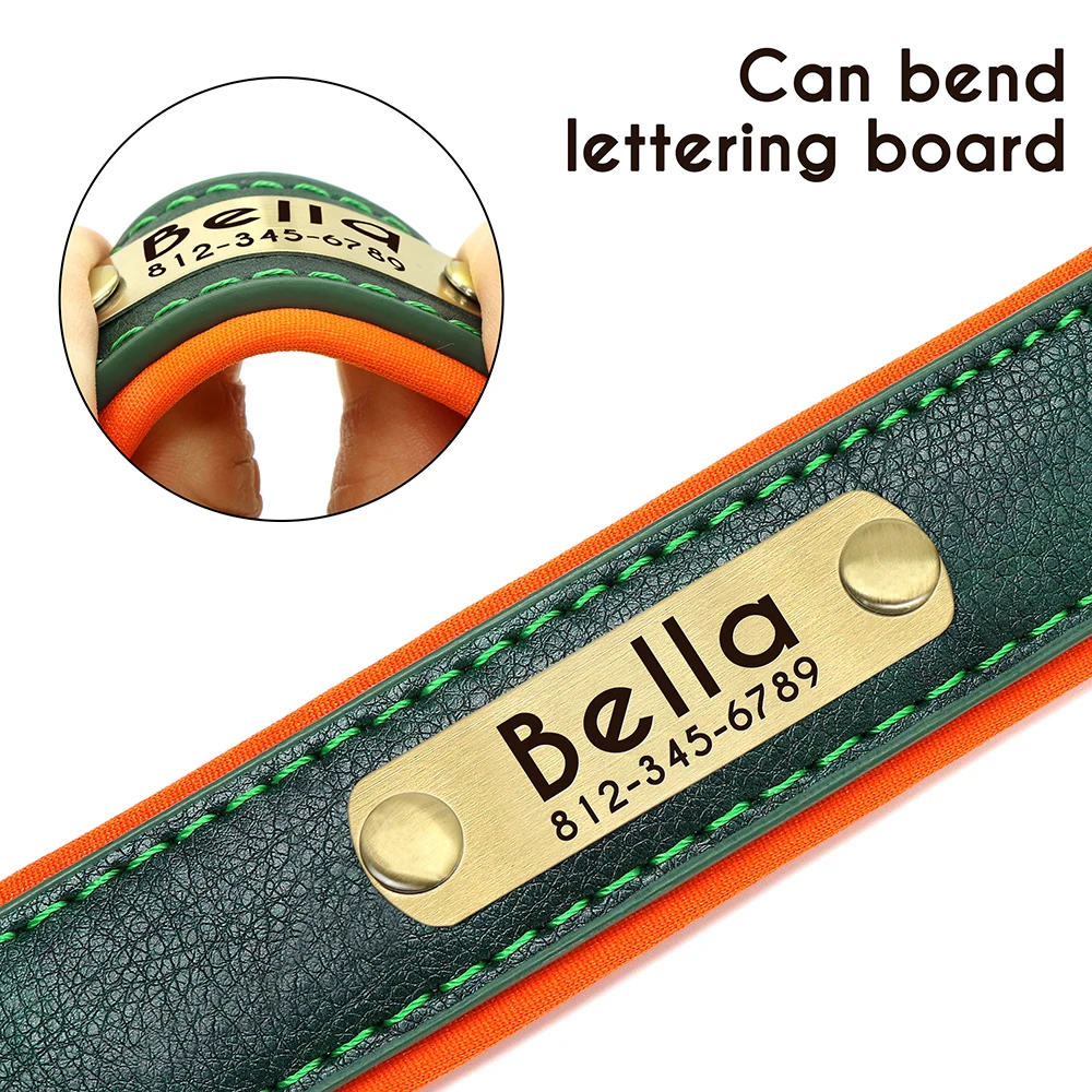 Customized PU Leather Nameplate Dog Collar Soft Padded Dogs Collars Free Engraving Name for Small Medium Large Dogs Adjustable - Image 9