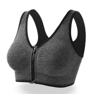 Front Zip Sports Bra Shock Absorbing Breathable Wireless Yoga Running Vest
