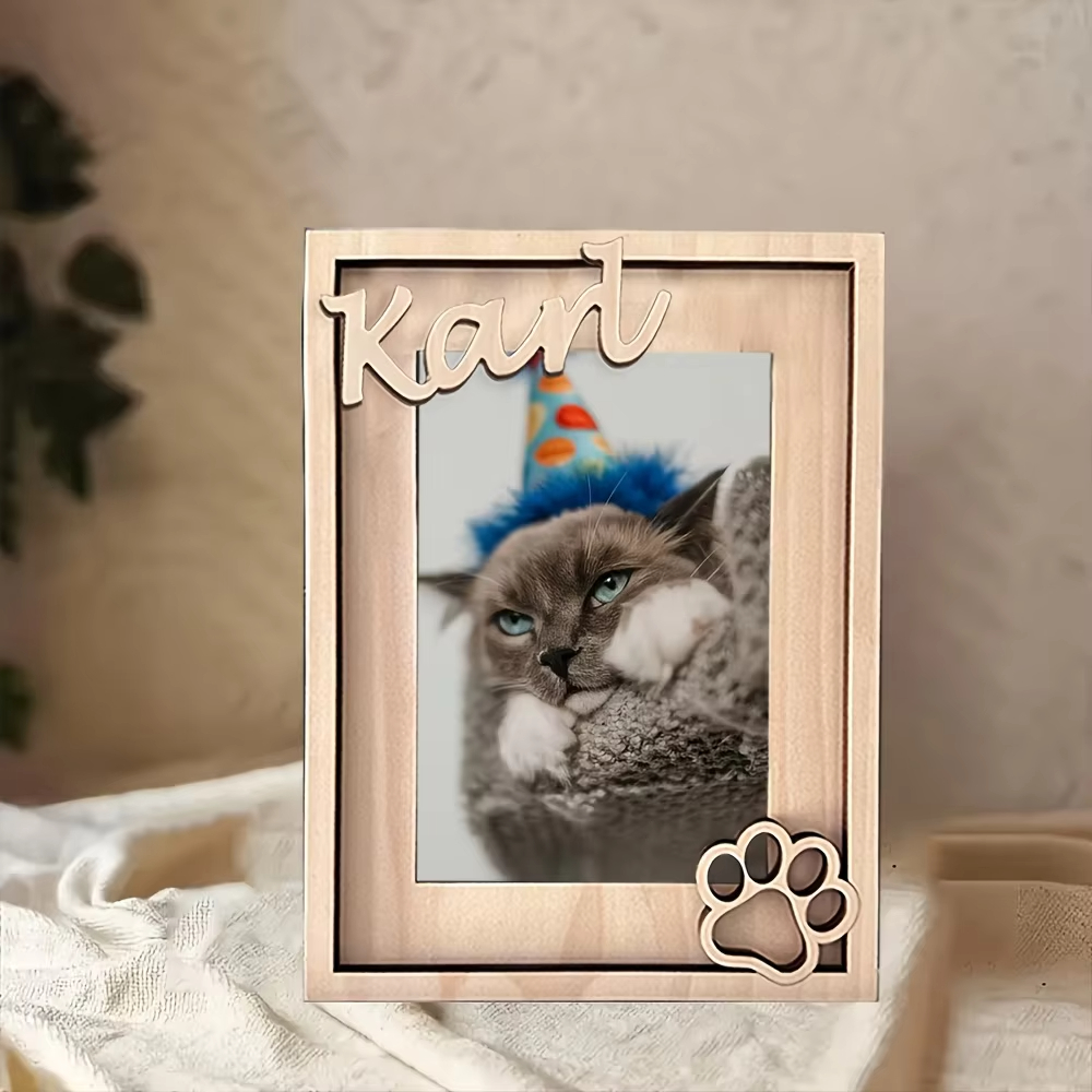 Custom Wooden Dog Photo Frame Personalized Pet Name Easter Decor - Image 5