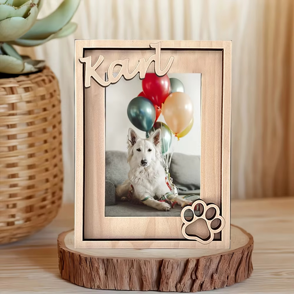 Custom Wooden Dog Photo Frame Personalized Pet Name Easter Decor - Image 7
