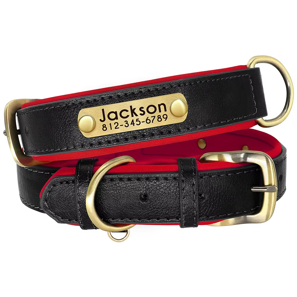 Custom PU Leather Dog Collar Soft Padded Adjustable, Free Engraving for All Sizes - Image 13