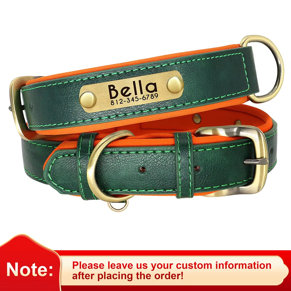 Custom PU Leather Dog Collar Soft Padded Adjustable, Free Engraving for All Sizes - Image 12