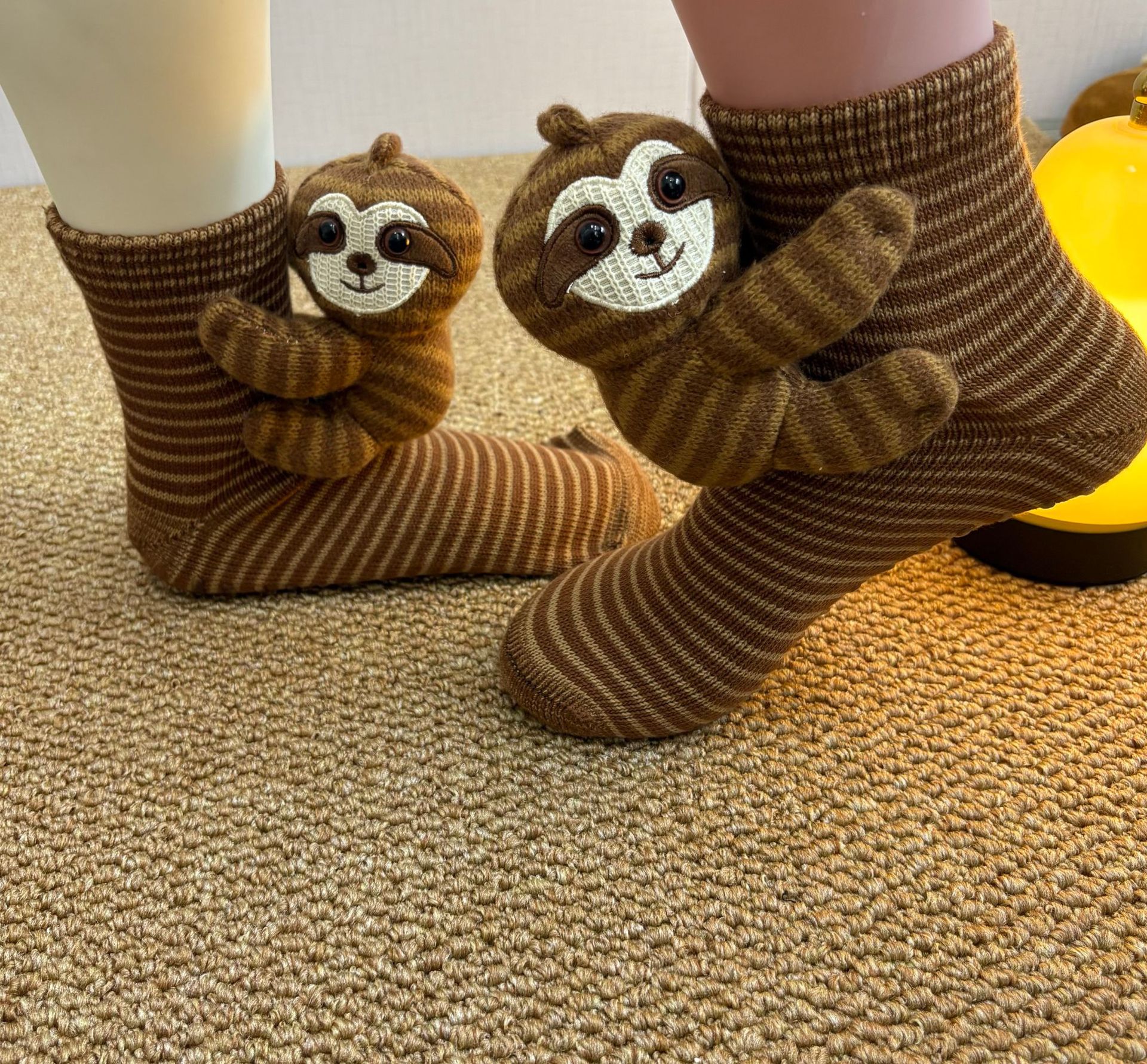 Plush 3D Sloth Crochet Warm Floor Socks Unisex Men Women - Image 8