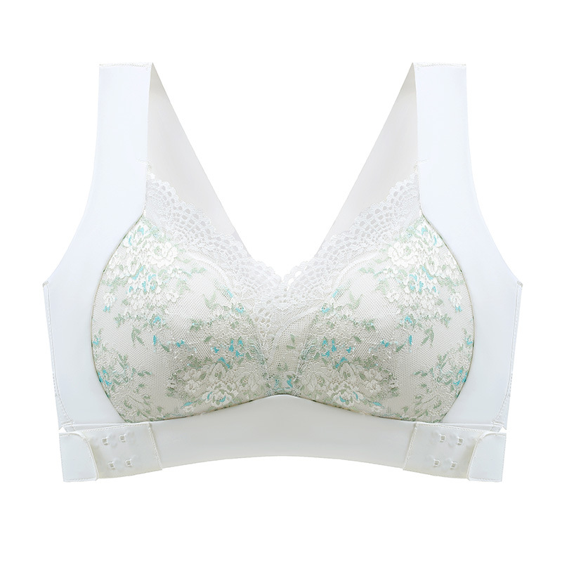 Plus-Size Sports Bra Dual Side Clasps Lace Trim Honeycomb Breathable