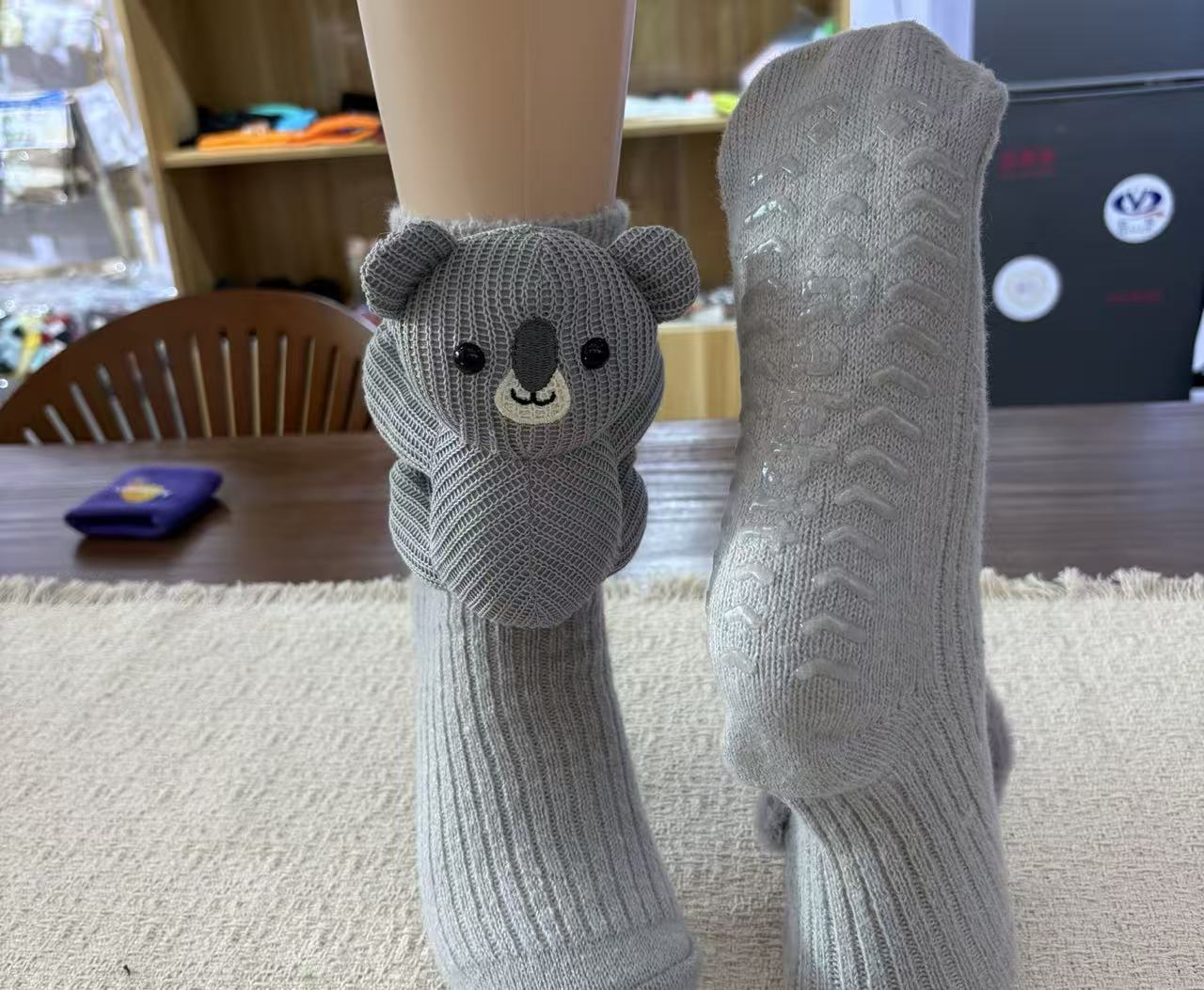 Plush 3D Sloth Crochet Warm Floor Socks Unisex Men Women - Image 4