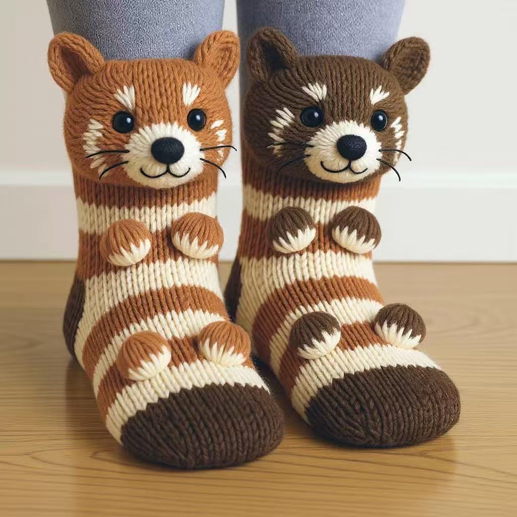 Plush Crocheted Animal Socks — Cute Animal Socks