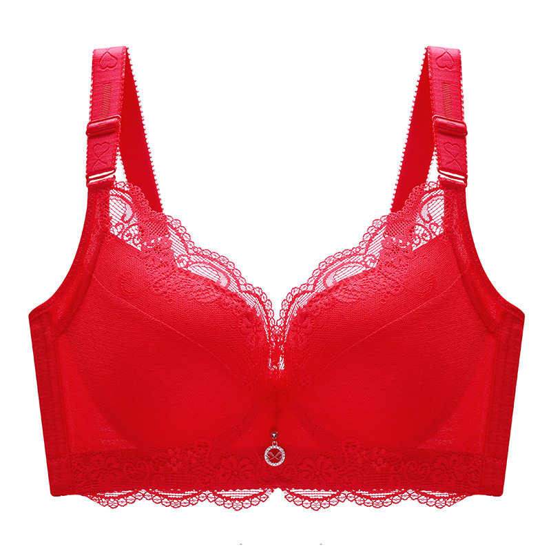 Women Plus-Size Lace Bra Thick-Padded Thin-Cup Uplifting Shaping Lingerie - Image 8