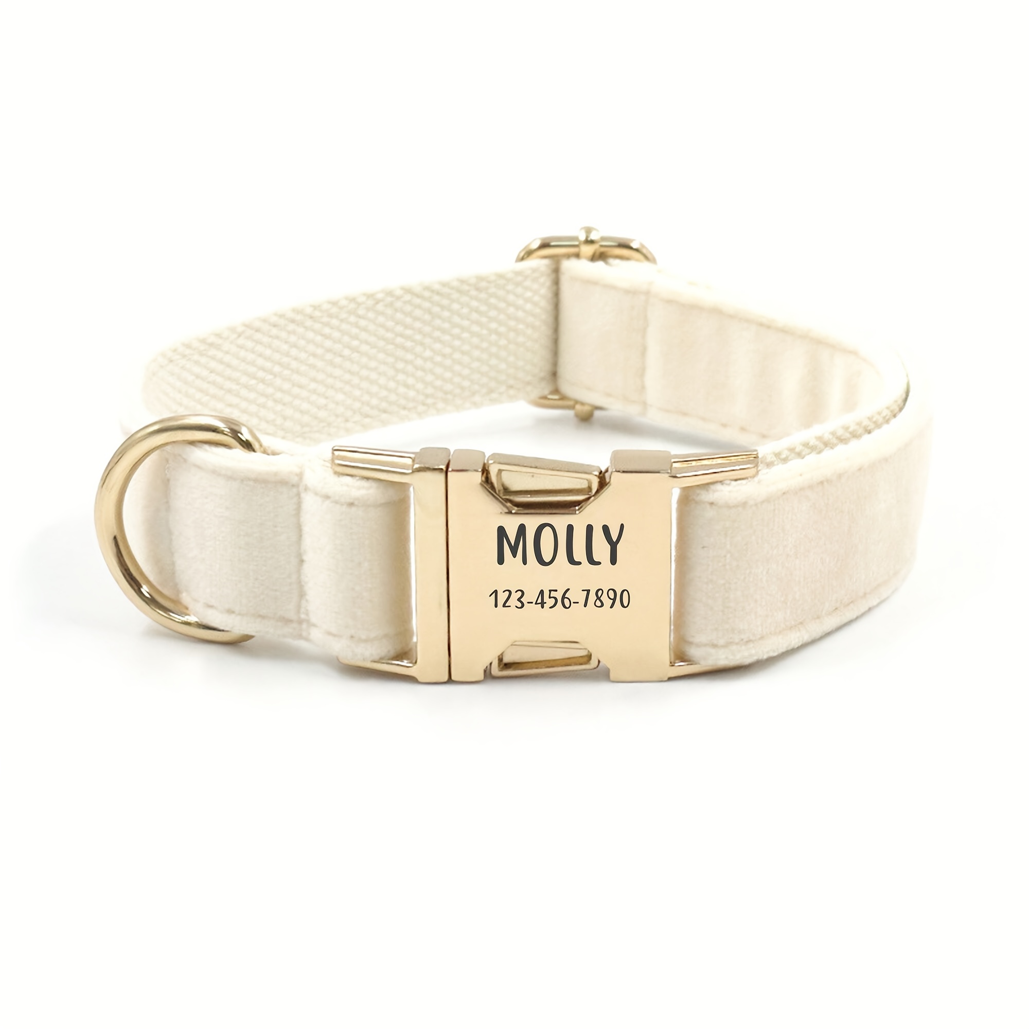 Velvet Dog Collar Custom Engraved ID Soft Adjustable For All Dogs - Image 4