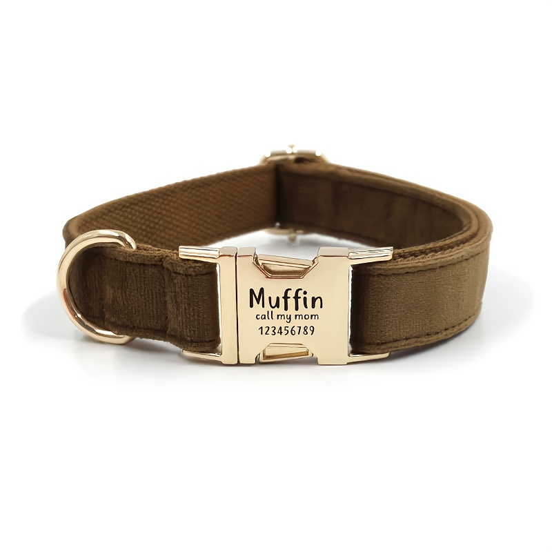Velvet Dog Collar Custom Engraved ID Soft Adjustable For All Dogs - Image 2